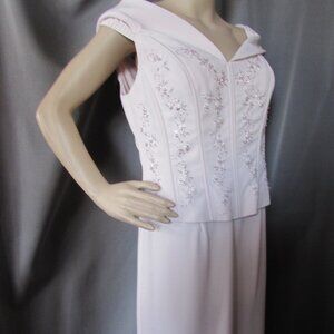 Lovely Whisper Pink Long Gown Delicate Embroidery David's Bridal